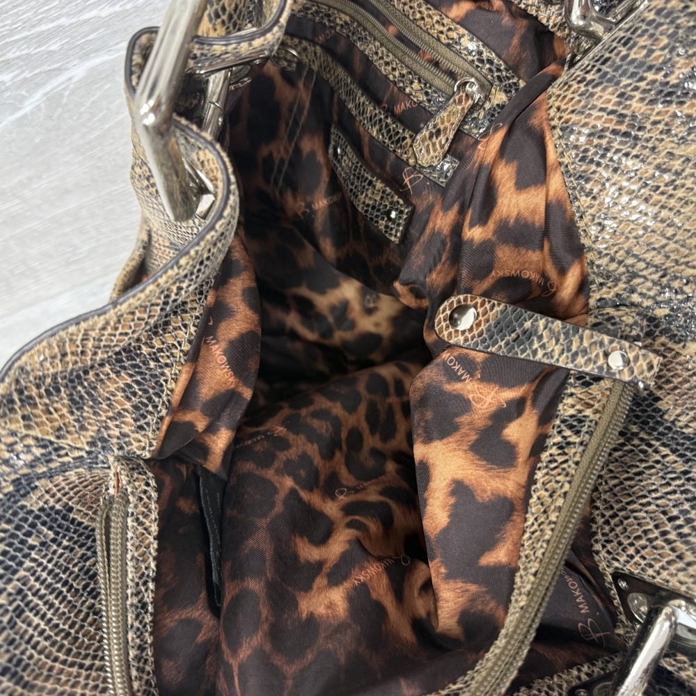 B. Makowsky Python Printed Leather Sholder Handba… - image 5